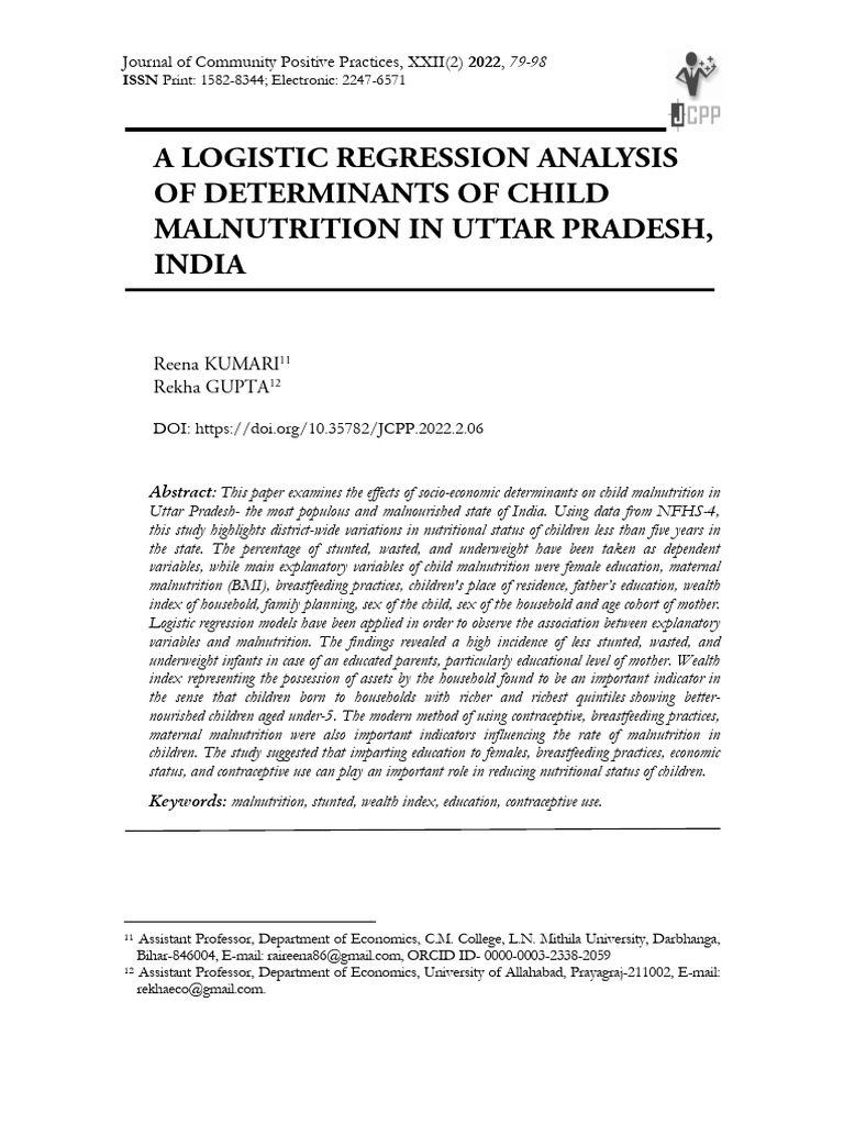 Child Malnutrition Factors in Uttar Pradesh | PDF | Malnutrition ...