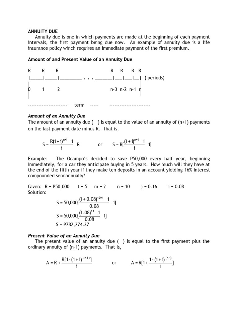 Annuity Due Pdf Present Value Interest