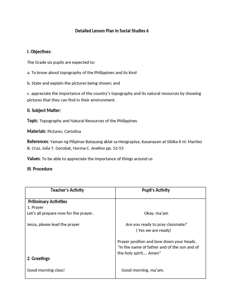 6th Grade Social Studies Lesson Plan | PDF | Philippines | Earth Sciences