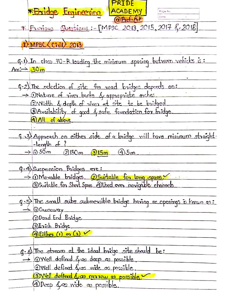 Bridge Engg Pride Academy Handwritten | PDF