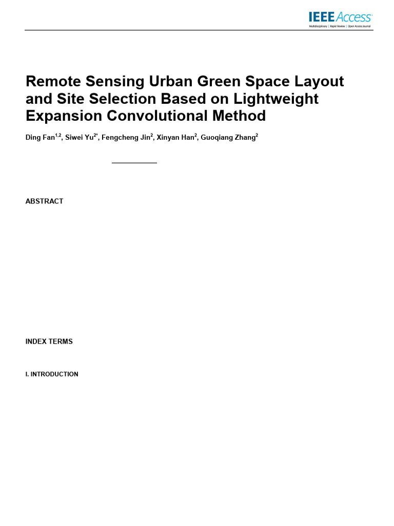 Remote Sensing for Urban Green Space | PDF | Deep Learning | Artificial ...