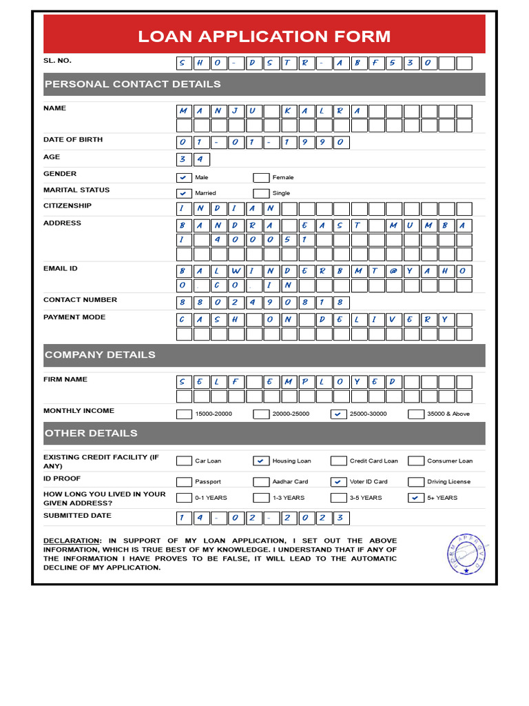 Loan Application Form Download | PDF | Law