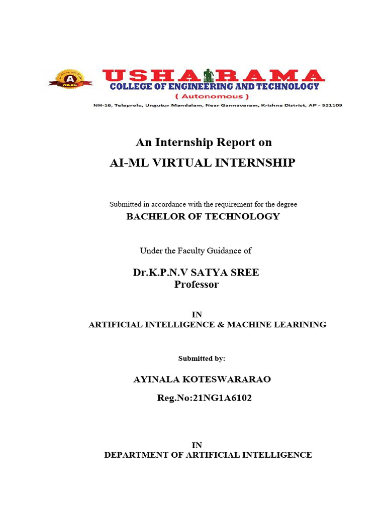 AI-ML Internship Report Overview | PDF | Artificial Intelligence ...