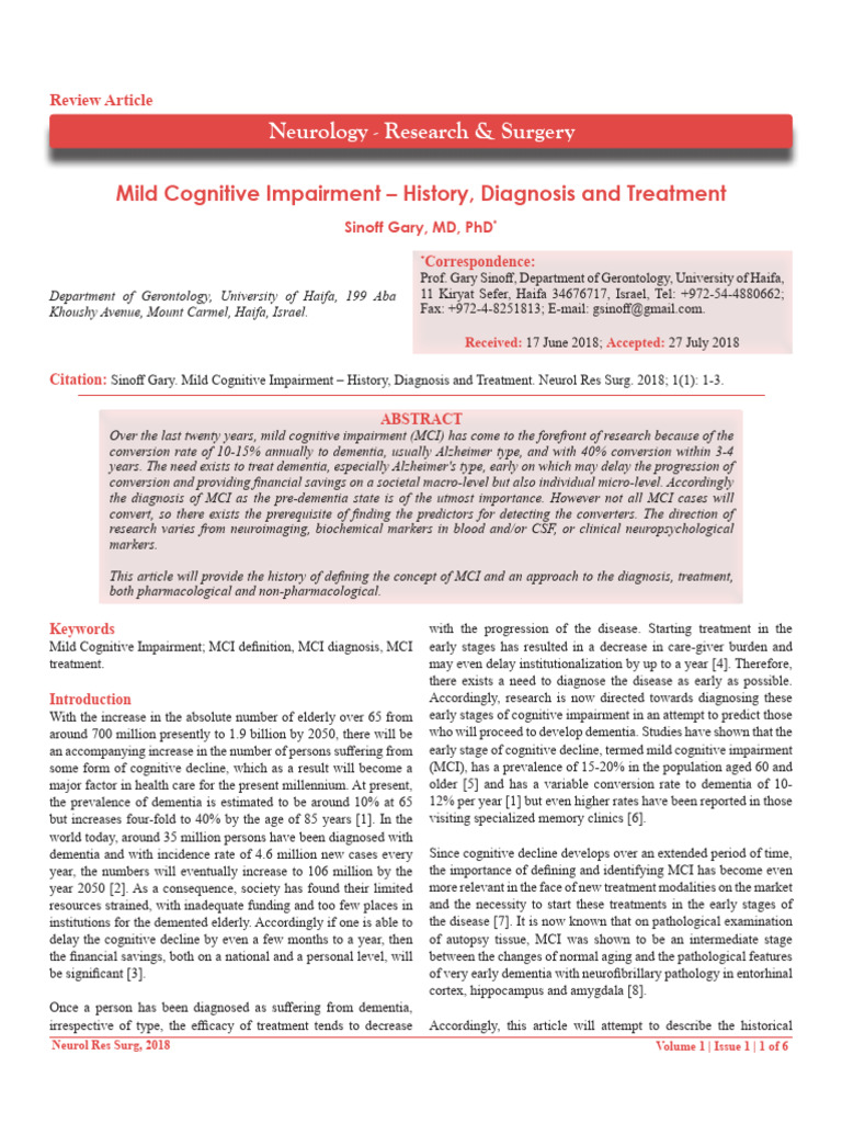 Mild Cognitive Impairment Overview | PDF | Dementia | Alzheimer's Disease