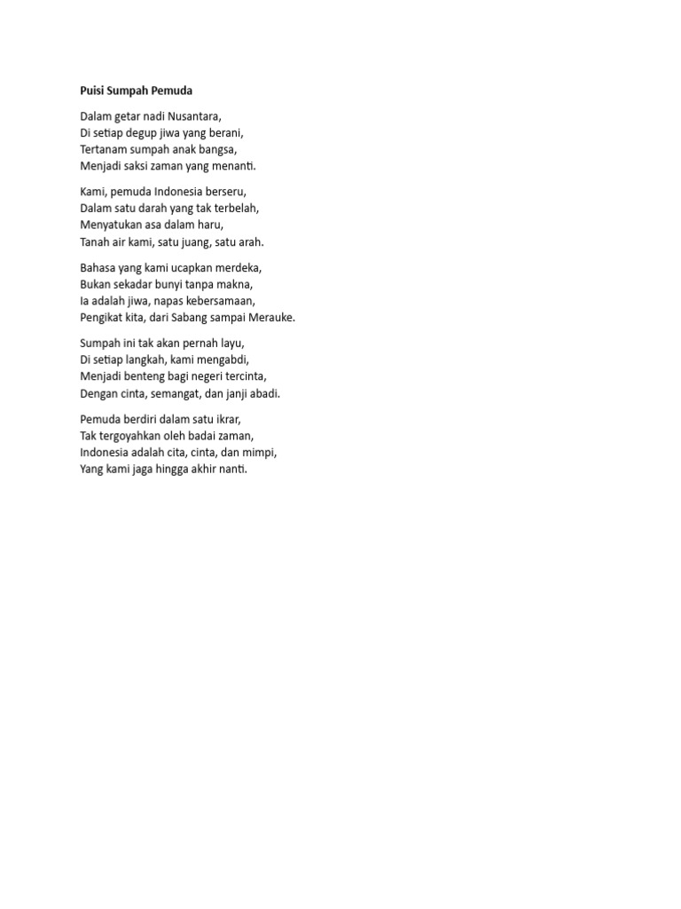 Puisi Sumpah Pemuda | PDF