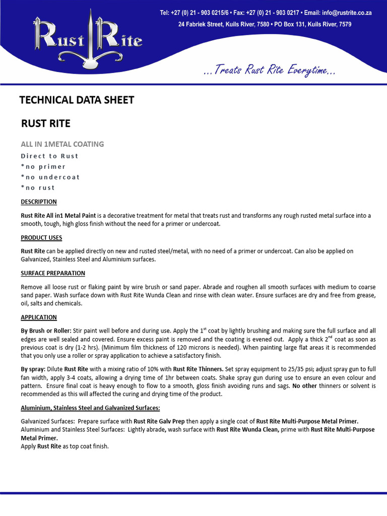 Rust Rite All-in-One Metal Coating | PDF | Paint | Rust