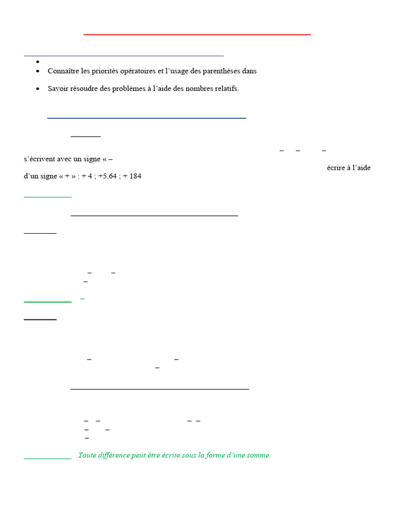 Règles des signes en opérations relatifs | PDF | Division | Multiplication