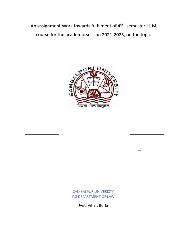 An Assignment Work Towards Fulfilment of 4th Semester LL | PDF ...