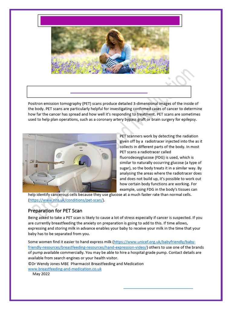 PET Scans: Breastfeeding Guidelines | PDF | Positron Emission ...