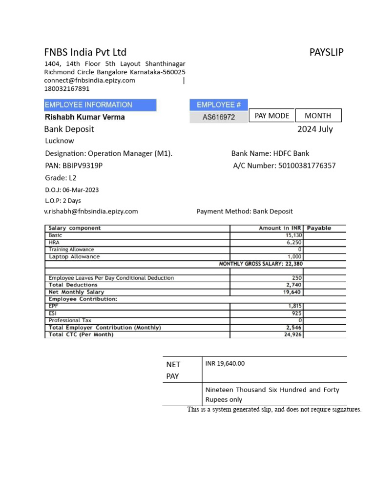 July PaySlip 2024 07 | PDF