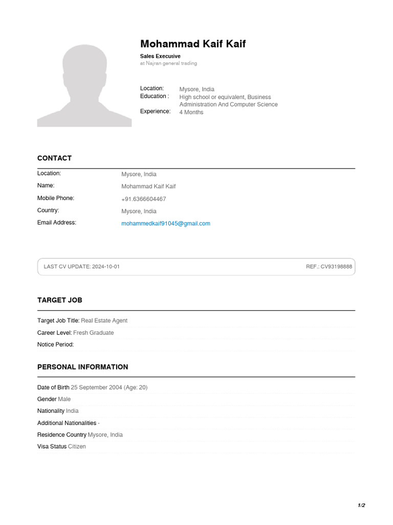 cv93198888_mohammad_kaifkaif_realestateagent PDF