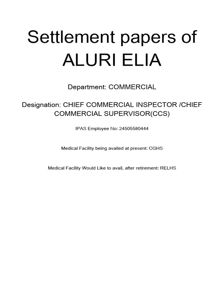 Retirement Settlement Documents for Aluri Elia | PDF | Pension | Banks