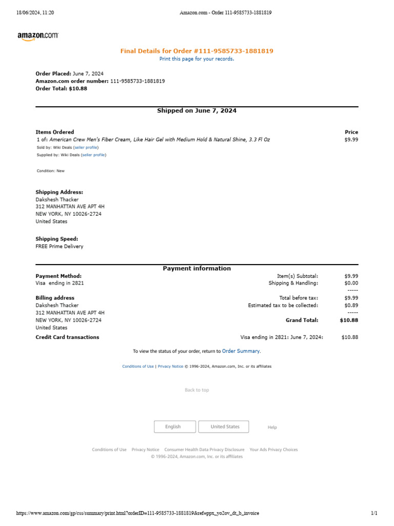 Amazon Order For Birthday Usage | PDF | Banking Technology | Money