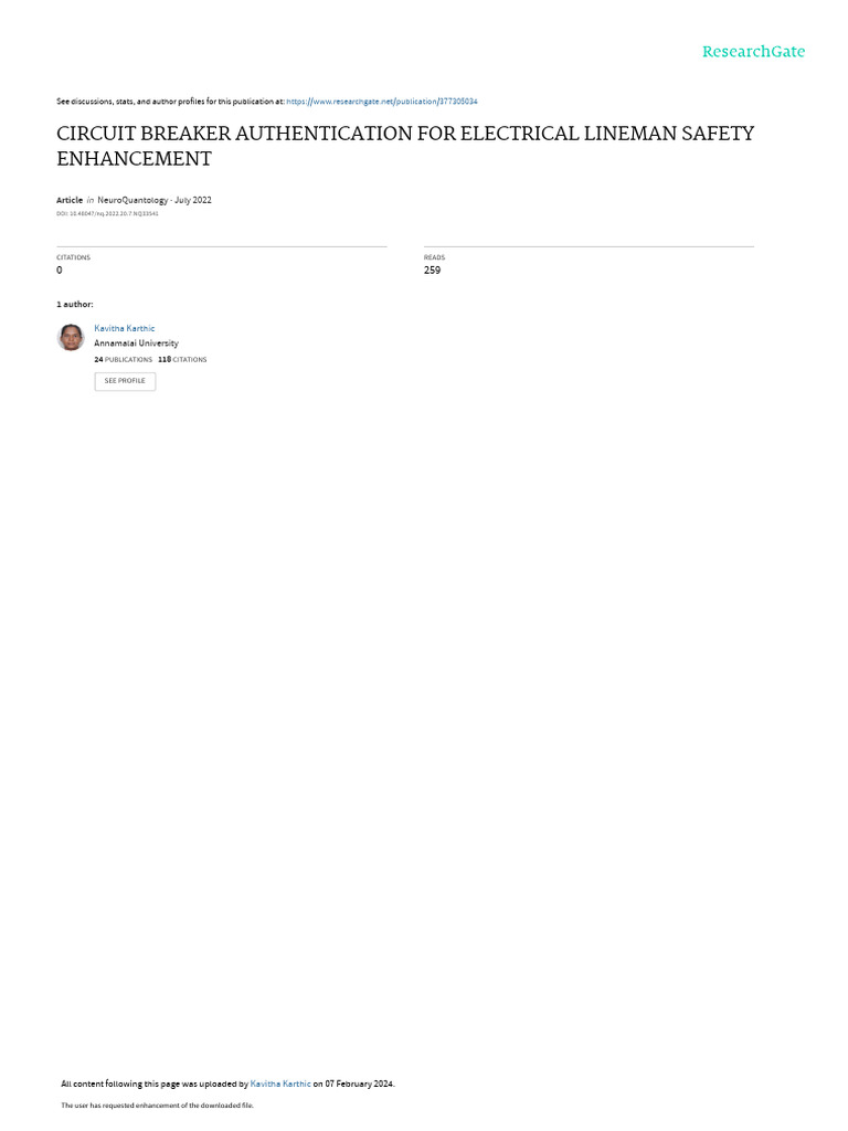 Circuit Breaker Authentication For Electrical Lineman Safety ...