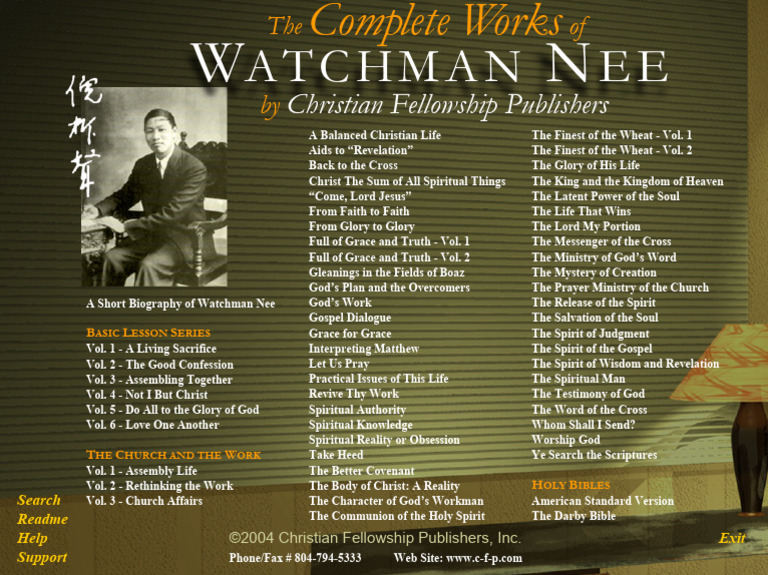 Watchman Nee: Complete Works Overview | PDF | Grace In Christianity ...