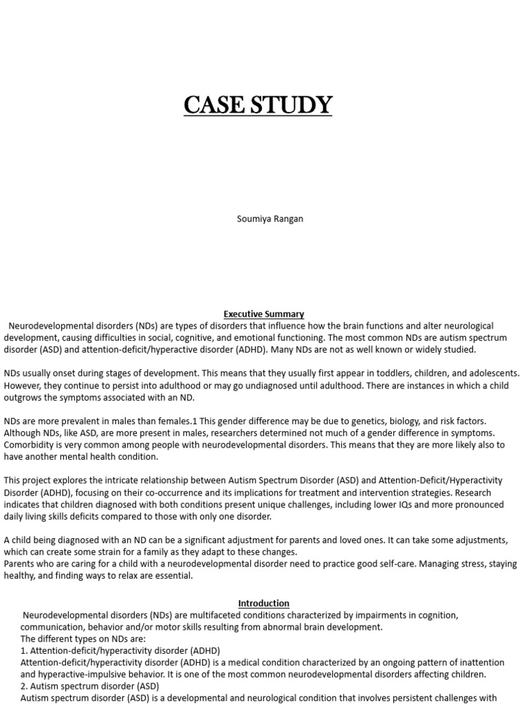 Case Study | PDF | Attention Deficit Hyperactivity Disorder | Mental ...