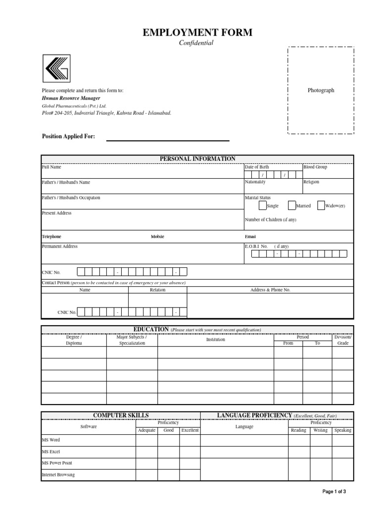 Employment Form-Global | PDF