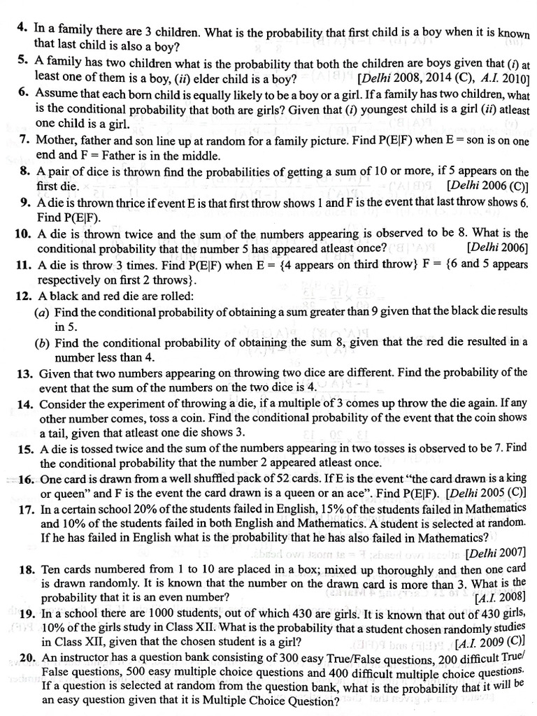 Probability Class 12 Pdf