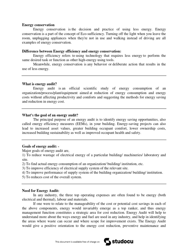 Understanding Energy Conservation and Audits | PDF | Energy ...