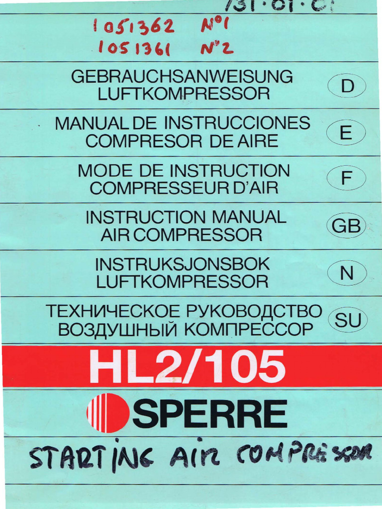 Sperre Starting Air Compressor | PDF
