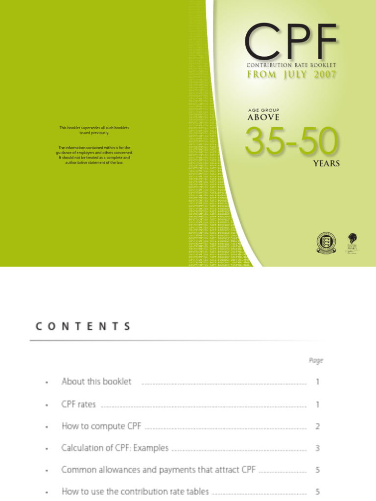 Contribution Rate Booklet Overview | PDF | Cost Of Living | Employment