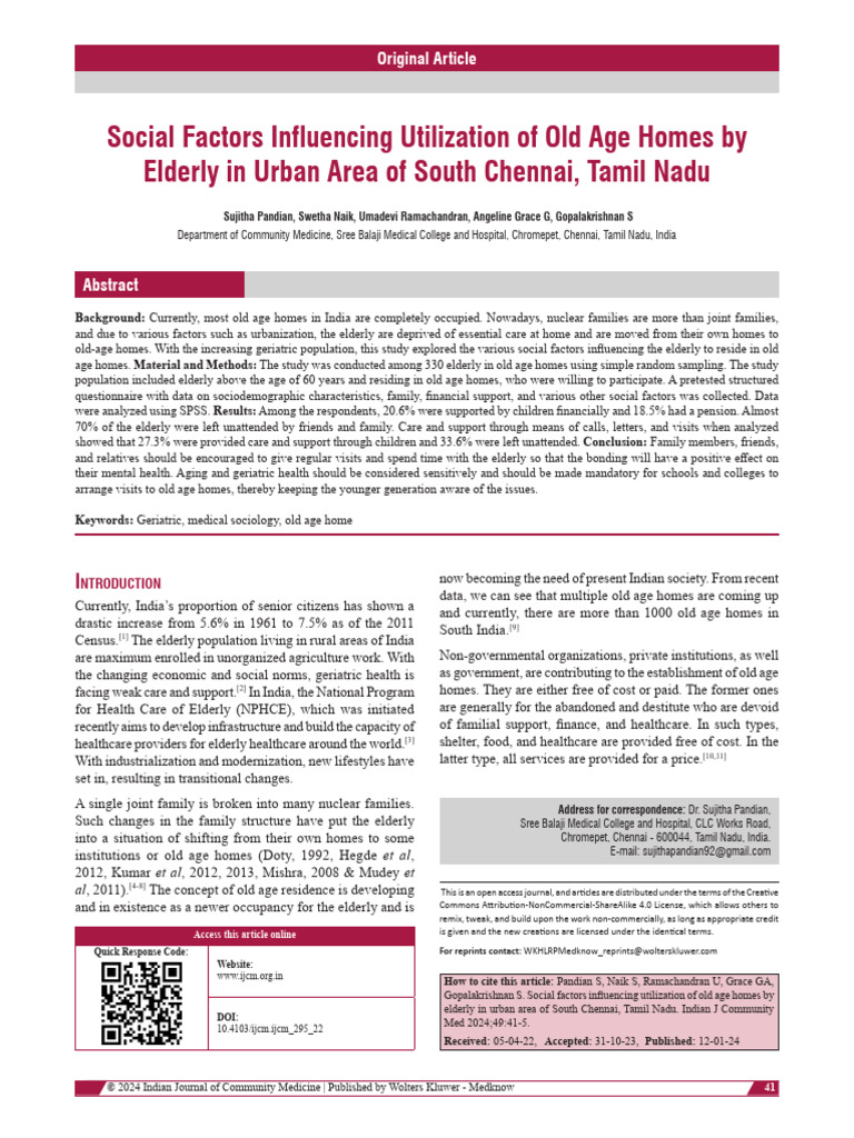 Social Factors in Elderly Home Utilization | PDF | Sample Size ...