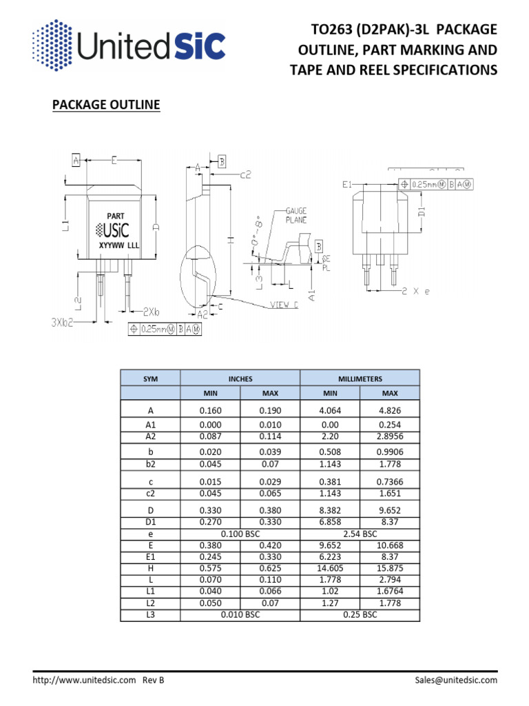 D2PAK-3L Outline, Marking and Tape & Reel Specifications | PDF ...