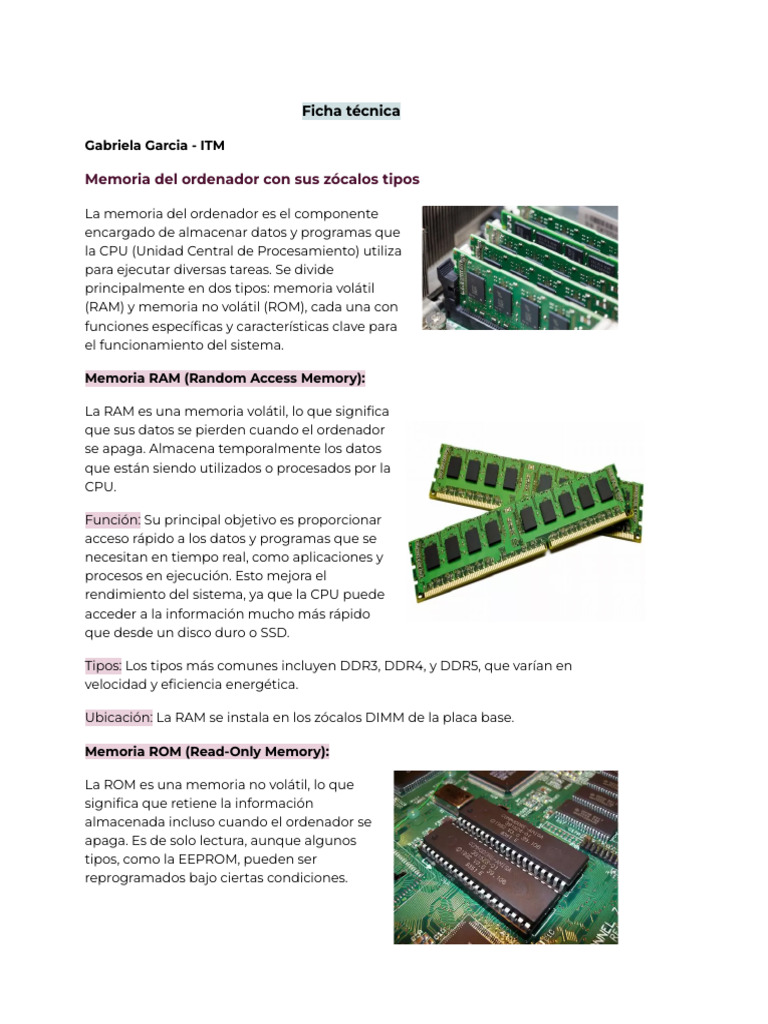 Memoria Tecnica de Un Ordenador | PDF | Hardware de la computadora ...