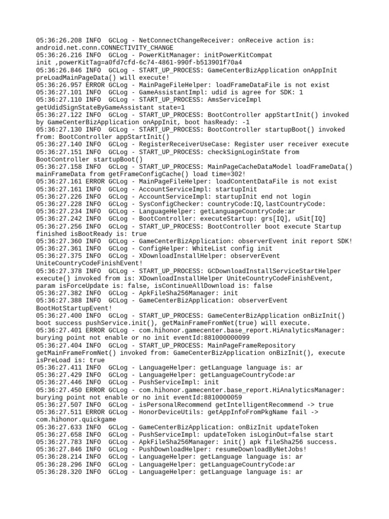 GameCenter Initialization Log Analysis | PDF | Computing | Software