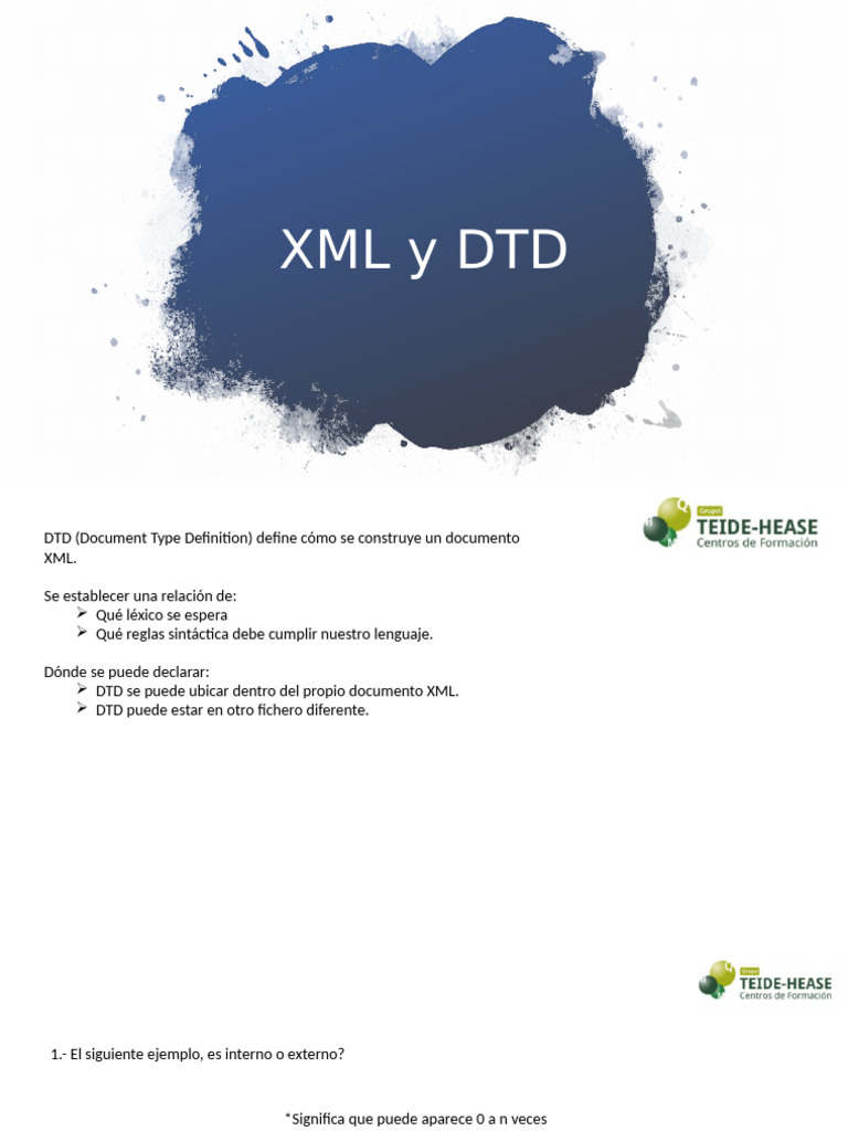 Definición de XML y DTD | PDF | Xml | Estándares del consorcio World ...