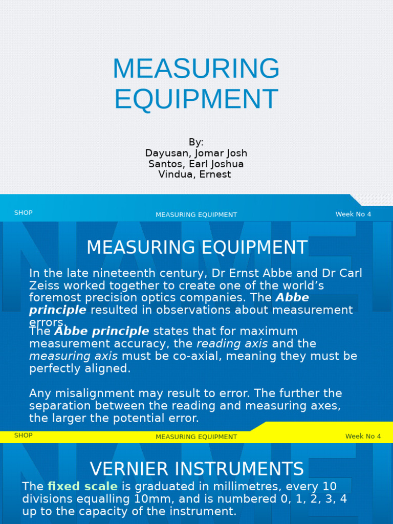 Measuring Equipment Overview: Week 4 | PDF