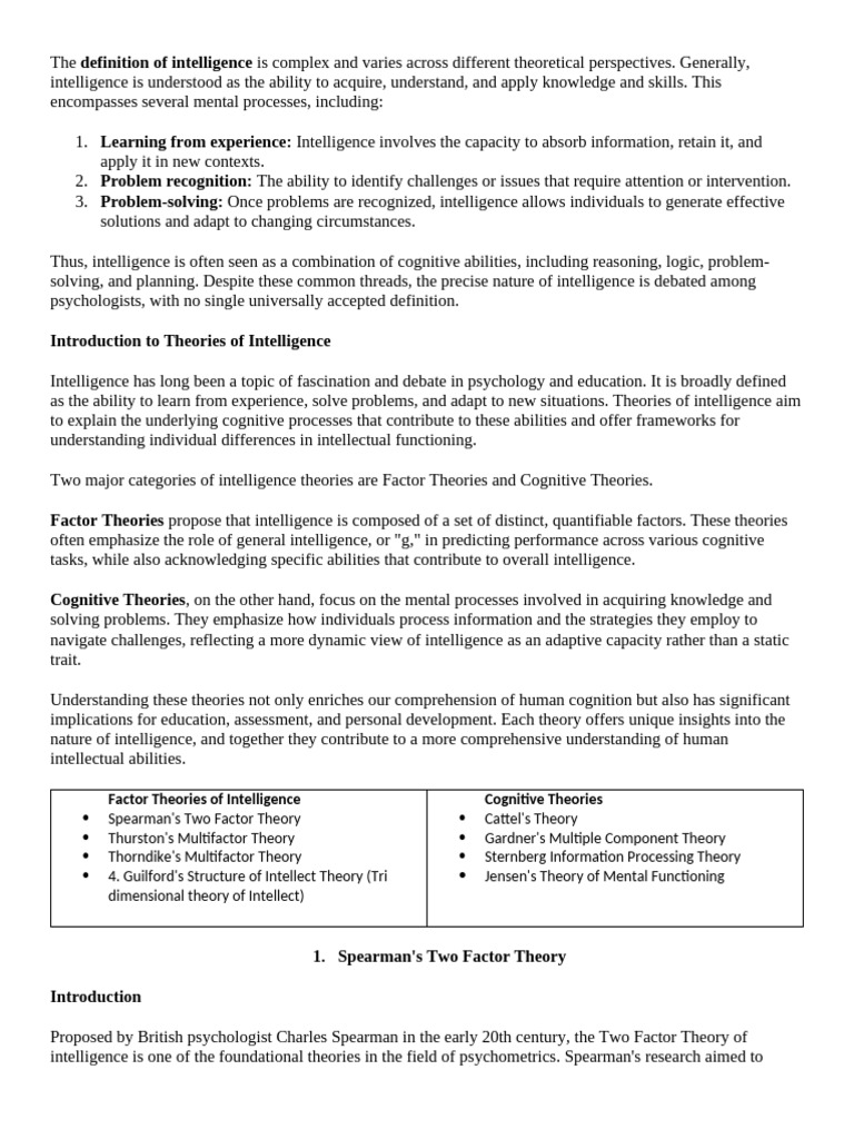 Thurston's Multifactor Theory Explained | PDF | Intelligence | Creativity