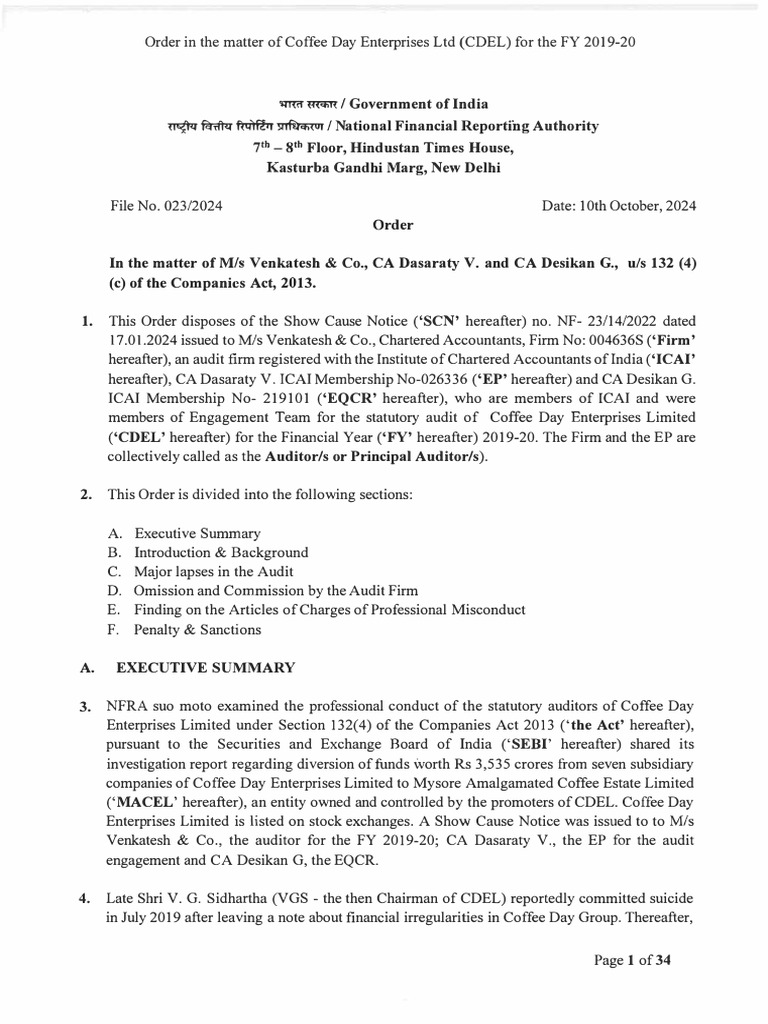CDEL Audit Misconduct Order 2019-20 | PDF | Audit | Auditor's Report