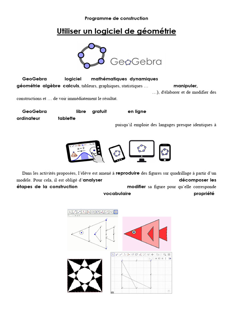 Utilisation de GeoGebra en géométrie | PDF