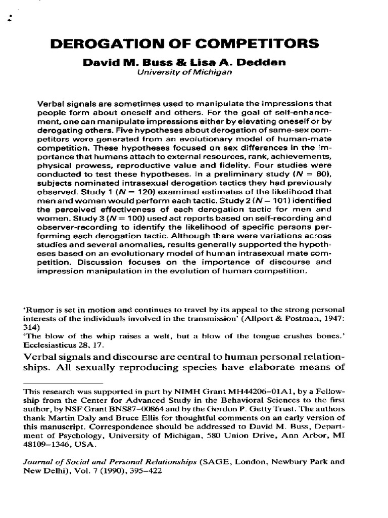 Derogation of Competitors | PDF