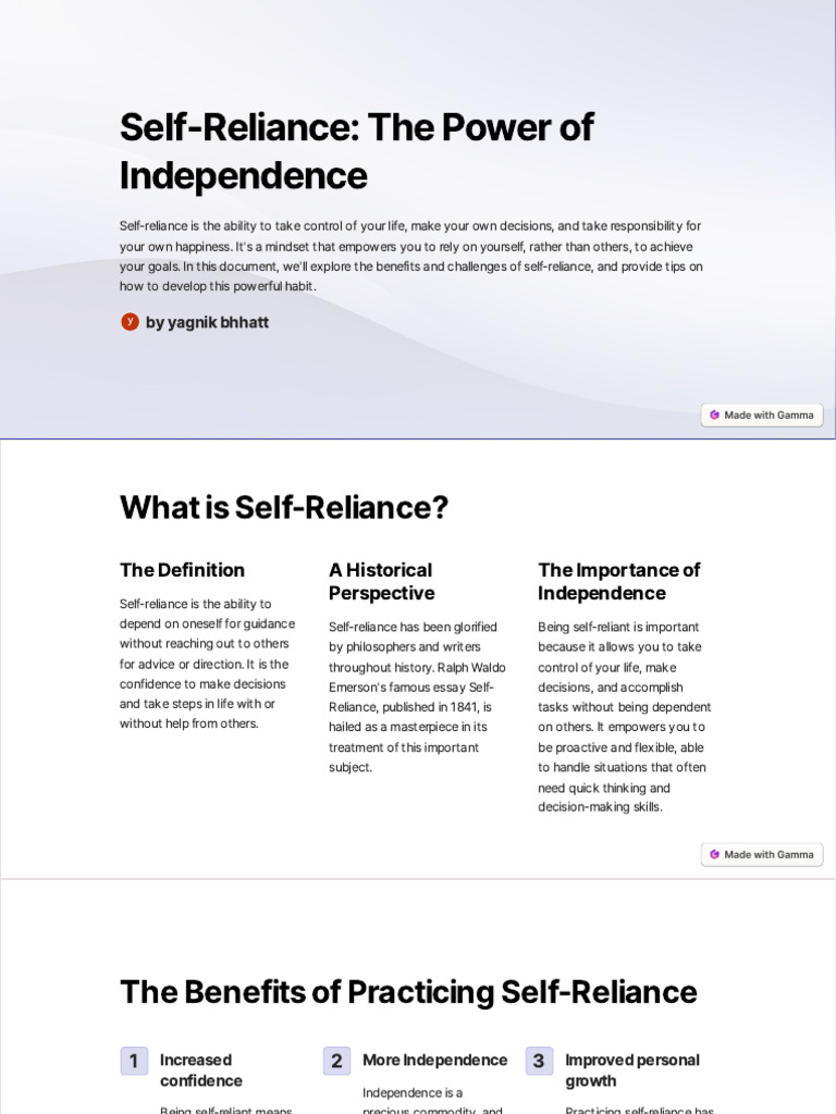 Cultivating Self-Reliance and Independence | PDF | Psychological ...