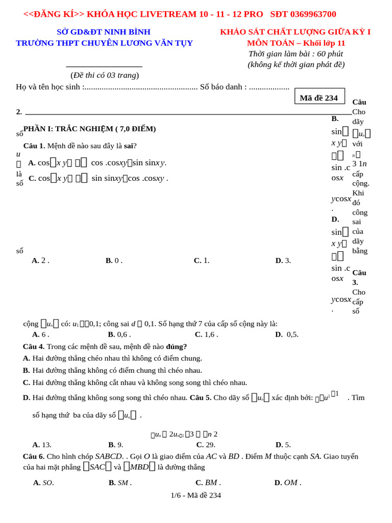 Toán 11 | PDF