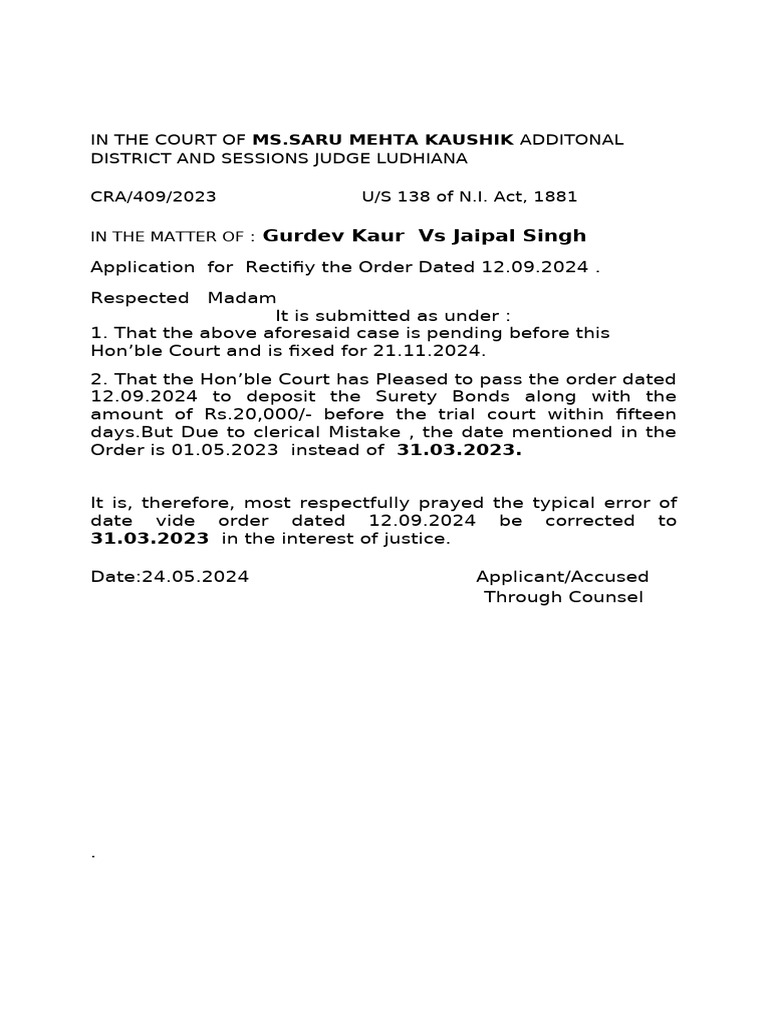 Correction of Order | PDF | Law