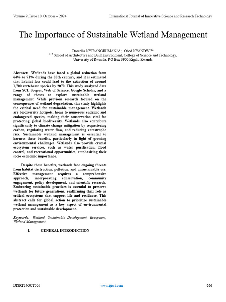 The Importance of Sustainable Wetland Management | PDF | Wetland ...