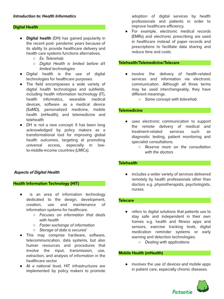 Overview of Digital Health Technologies | PDF | Electronic Health ...