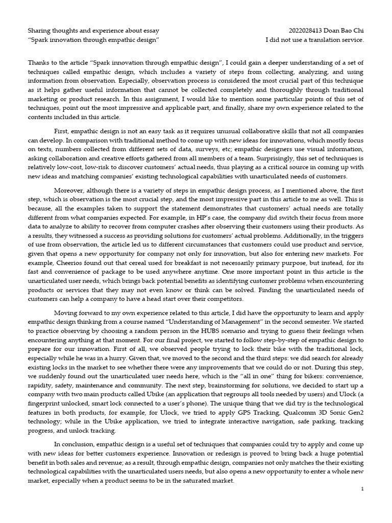 Empathic Design for Innovation Insights | PDF | Innovation | Human ...