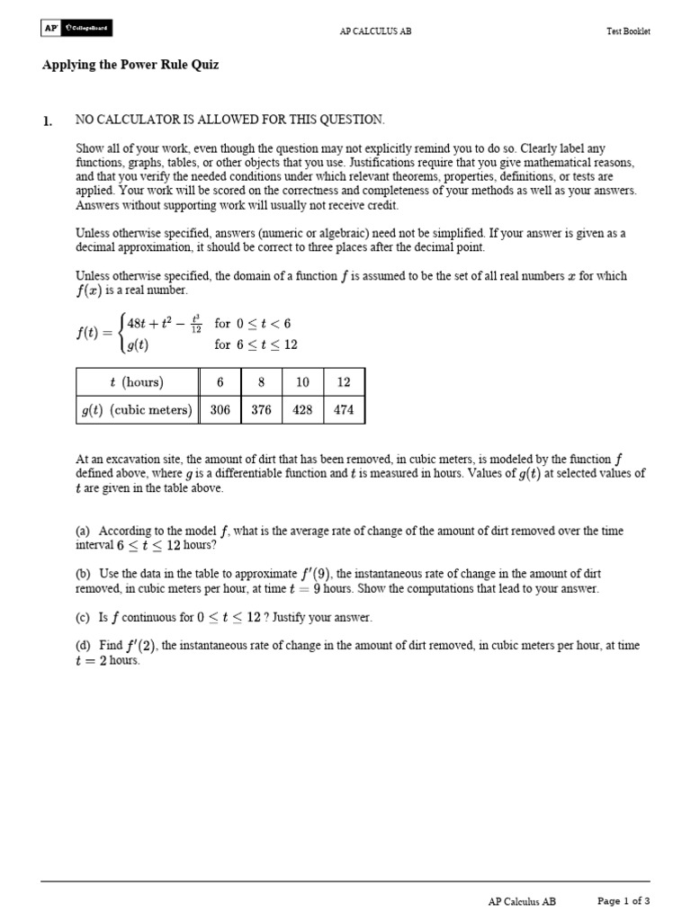 2.5 ApplyingthePowerRuleQuiz | PDF | Function (Mathematics) | Derivative