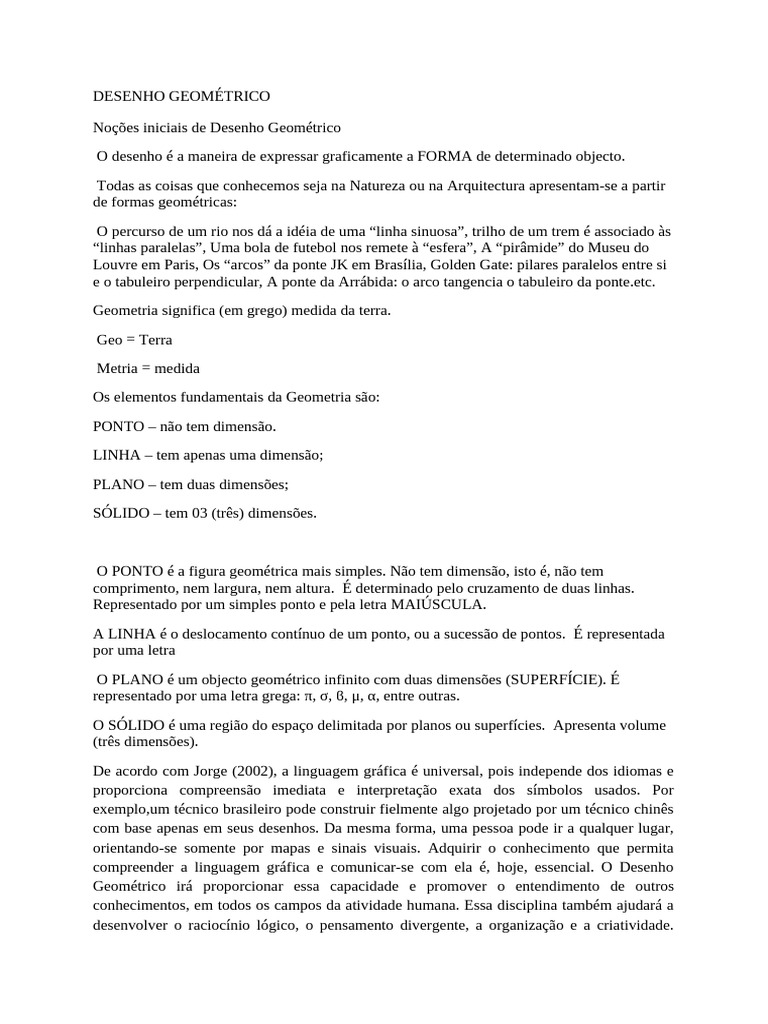 Importância do Desenho Geométrico | PDF | Geometria | Dimensão