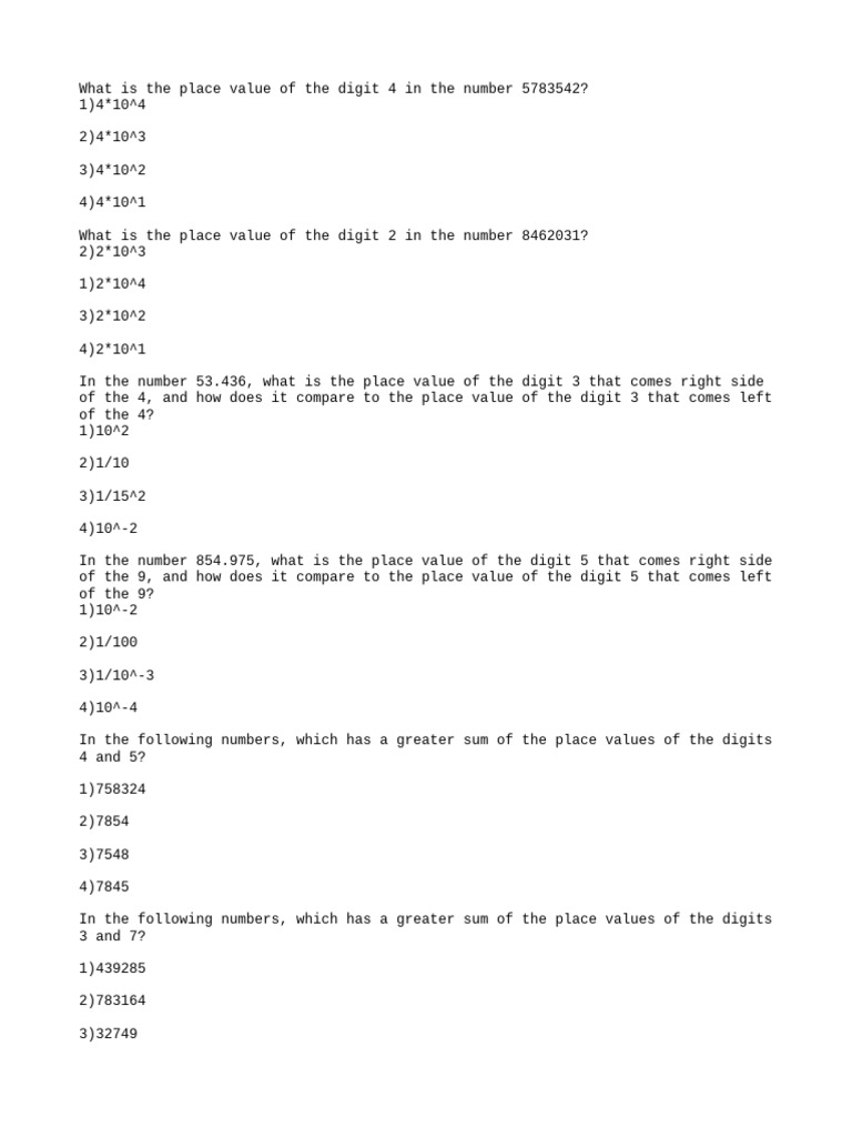 Places in Number System | PDF
