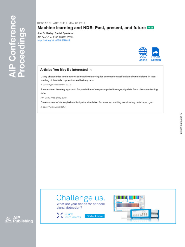 Machine Learning and NDE Past Present, and Future | PDF | Learning ...