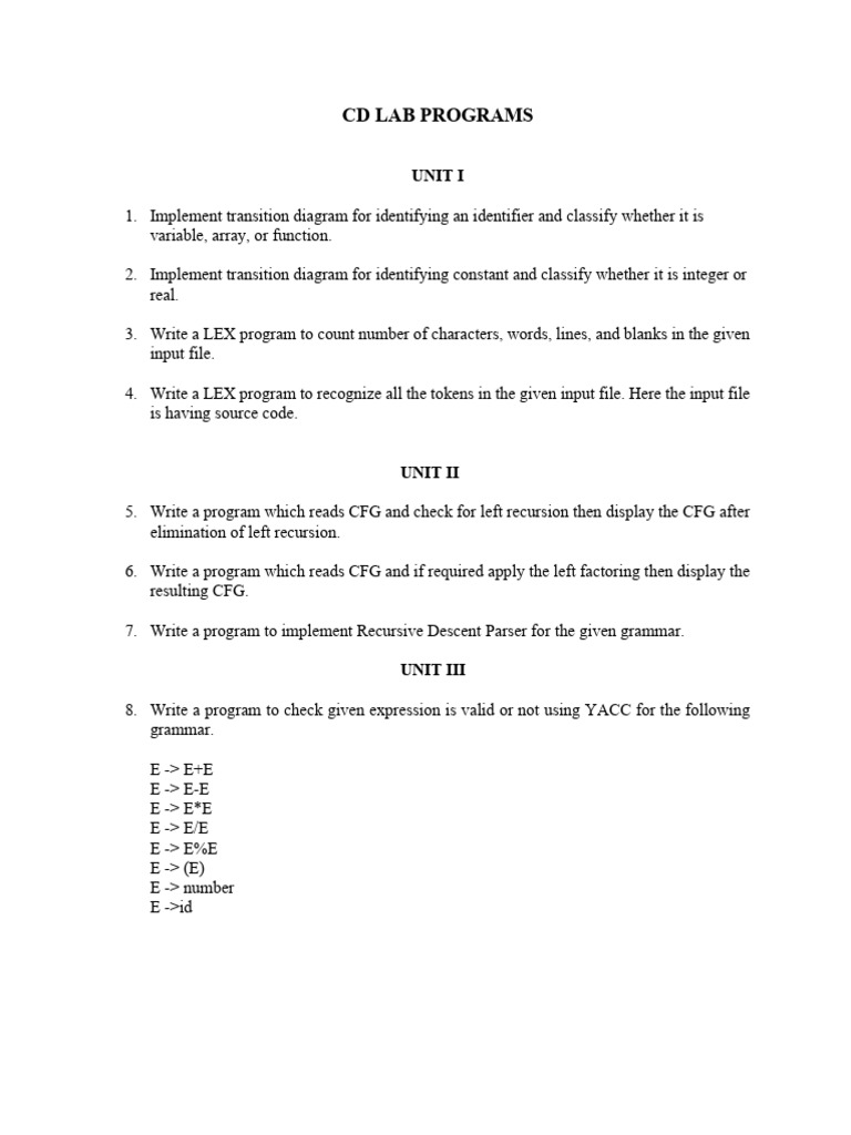 CD Lab List | PDF