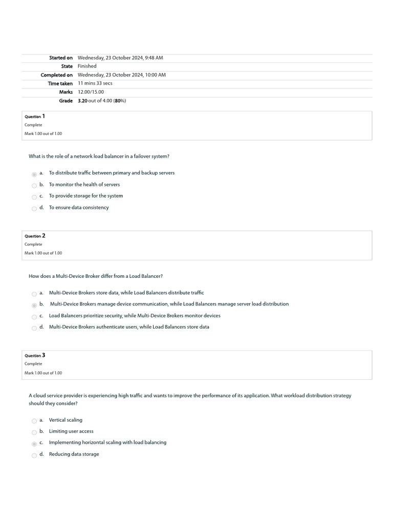Quiz 4 | PDF | Cloud Computing | Computer Data Storage