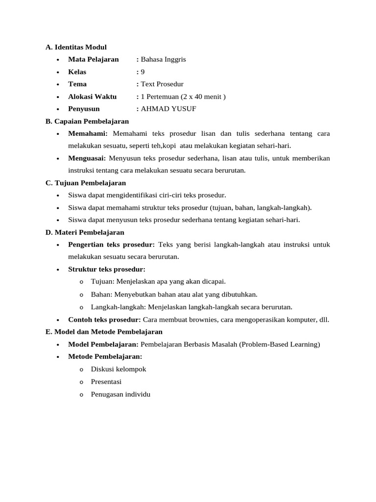 Modul Ajar - Ahmad Yusuf - 112233 | PDF
