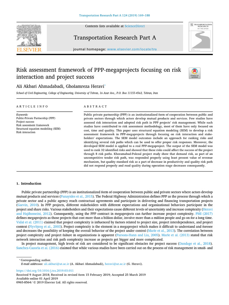 Risk Assessment Framework of PPP Megaproject | PDF | Structural ...