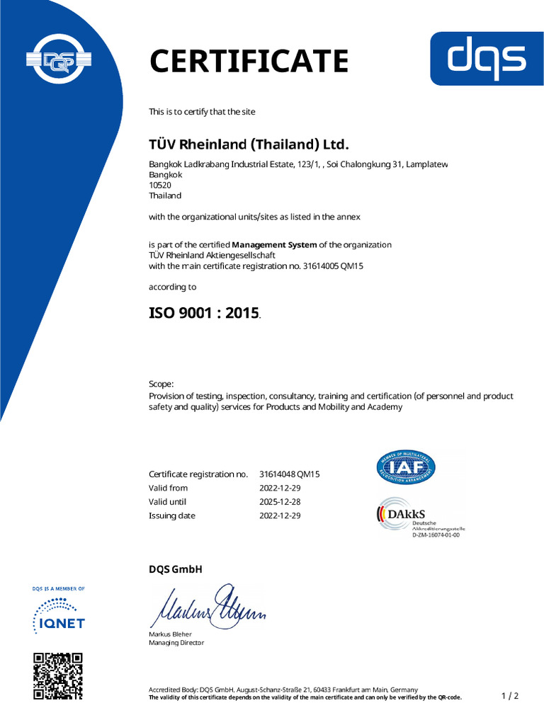 DQS Tuev-Rheinland-Iso9001-Dqs | PDF